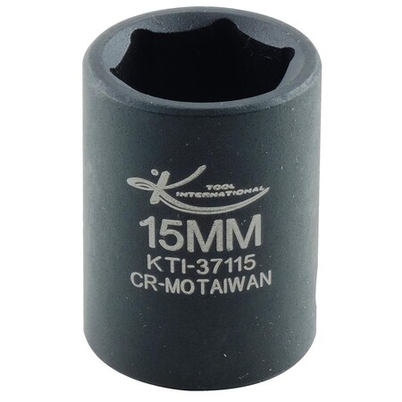 K-Tool International 3/8" Drive, 15mm Size, Metric Socket, 6 Points, Standard 6Pt, 3/8"Dr, 15mm KTI-37115
